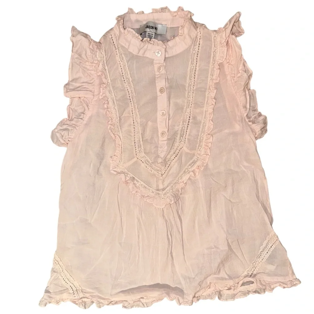 Boho Chic Button Up Ruffle Top - Picture 1 of 6